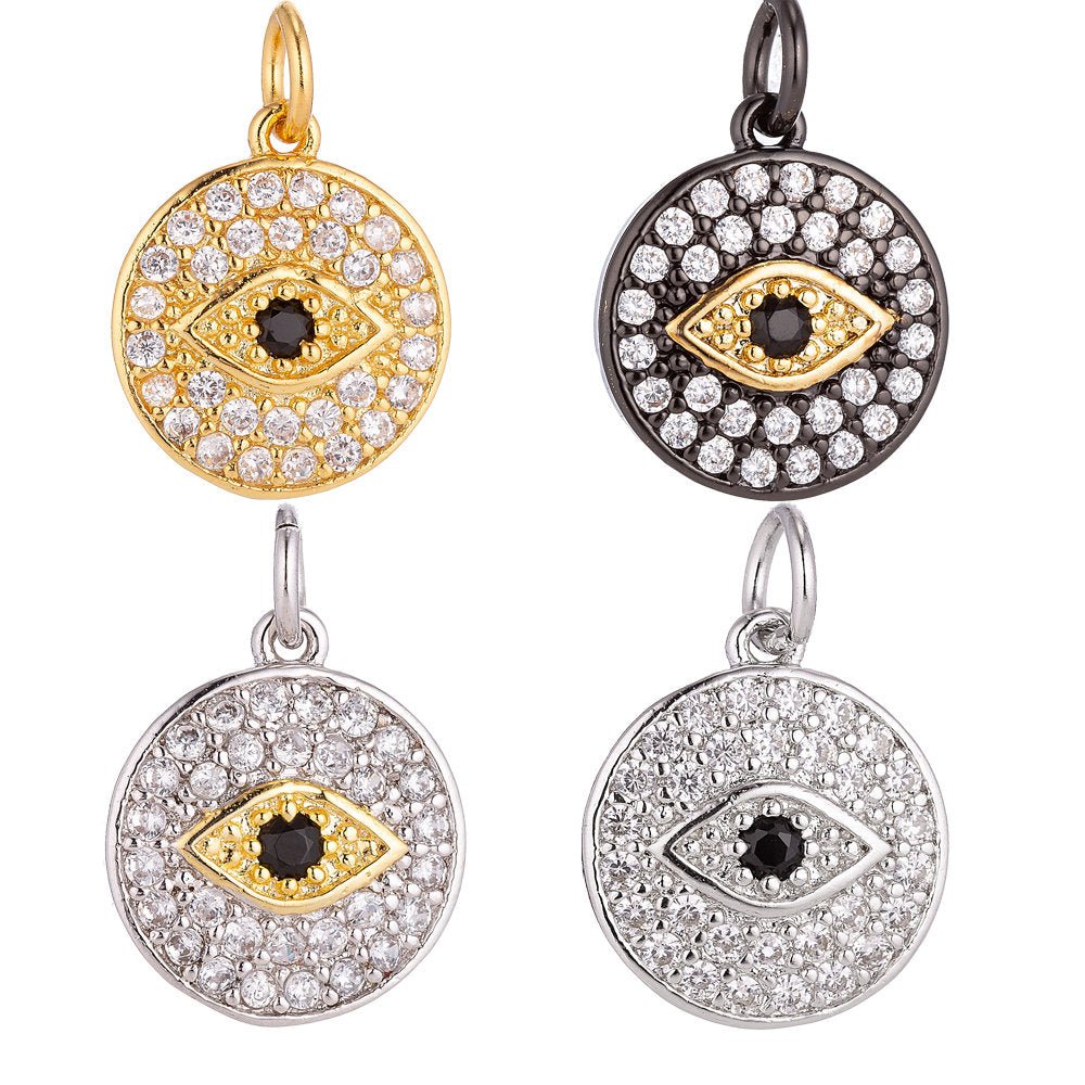 Gold Filled Evil Eye Cubic Zirconia Charm Pendant C-050 - DLUXCA