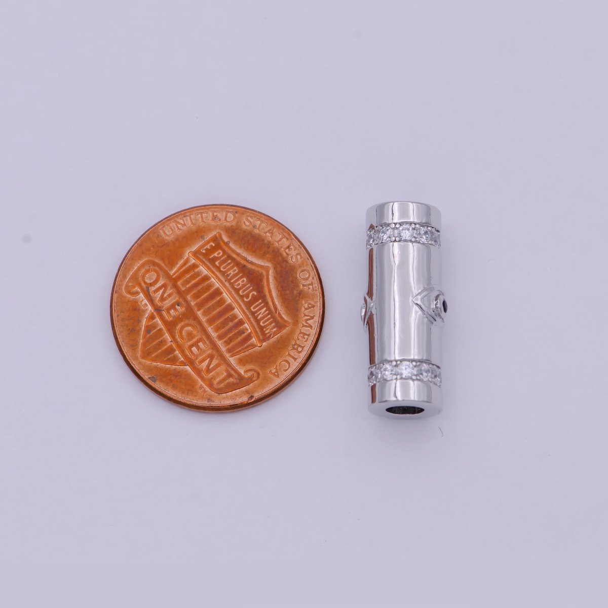 Gold Filled Evil Eye / Religious Cross Long Tube Spacer Barrel Beads in Gold & Silver | B-034 B-087 B-709 B-710 - DLUXCA