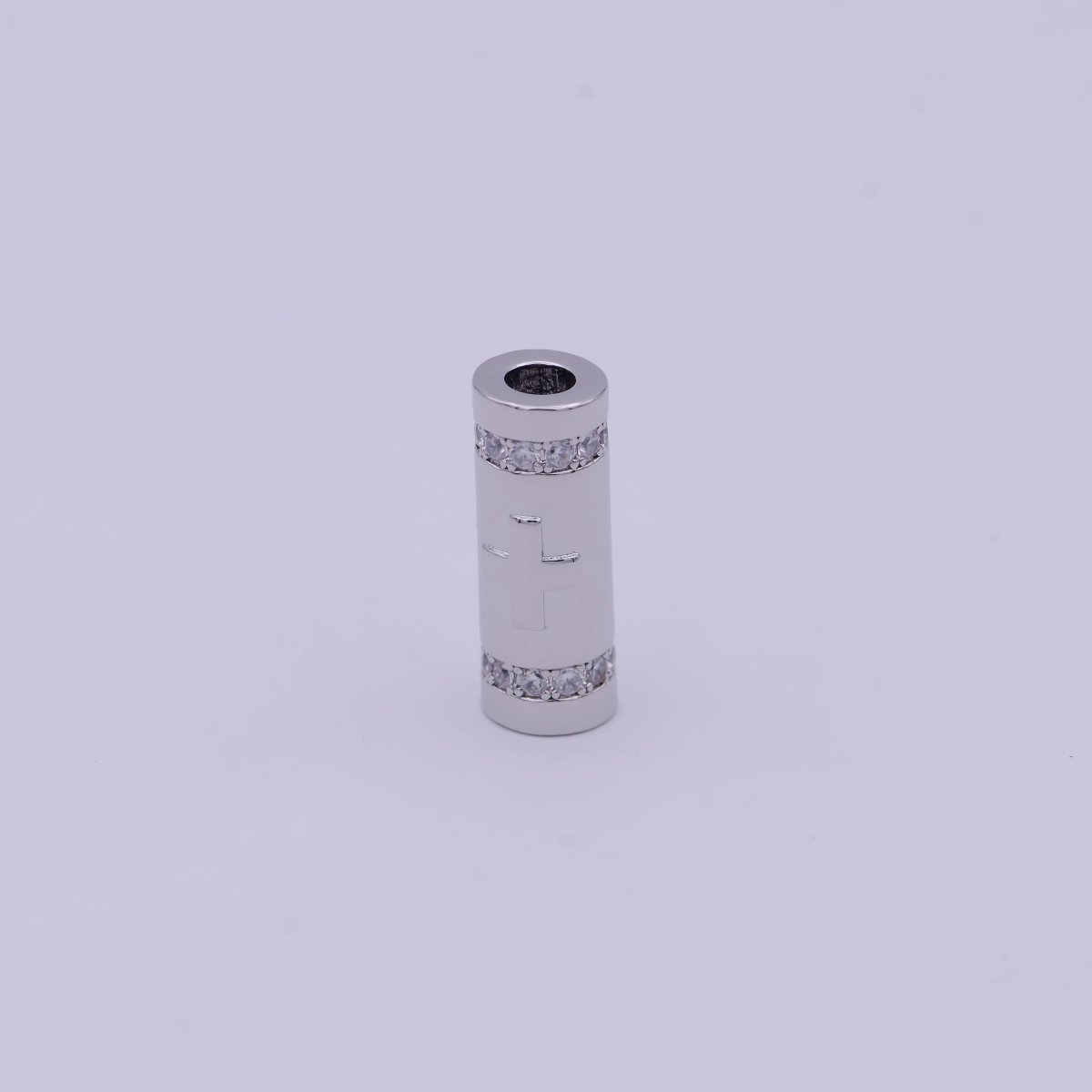 Gold Filled Evil Eye / Religious Cross Long Tube Spacer Barrel Beads in Gold & Silver | B-034 B-087 B-709 B-710 - DLUXCA