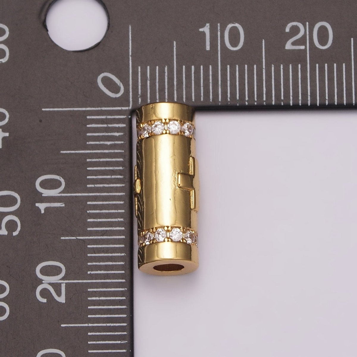 Gold Filled Evil Eye / Religious Cross Long Tube Spacer Barrel Beads in Gold & Silver | B-034 B-087 B-709 B-710 - DLUXCA