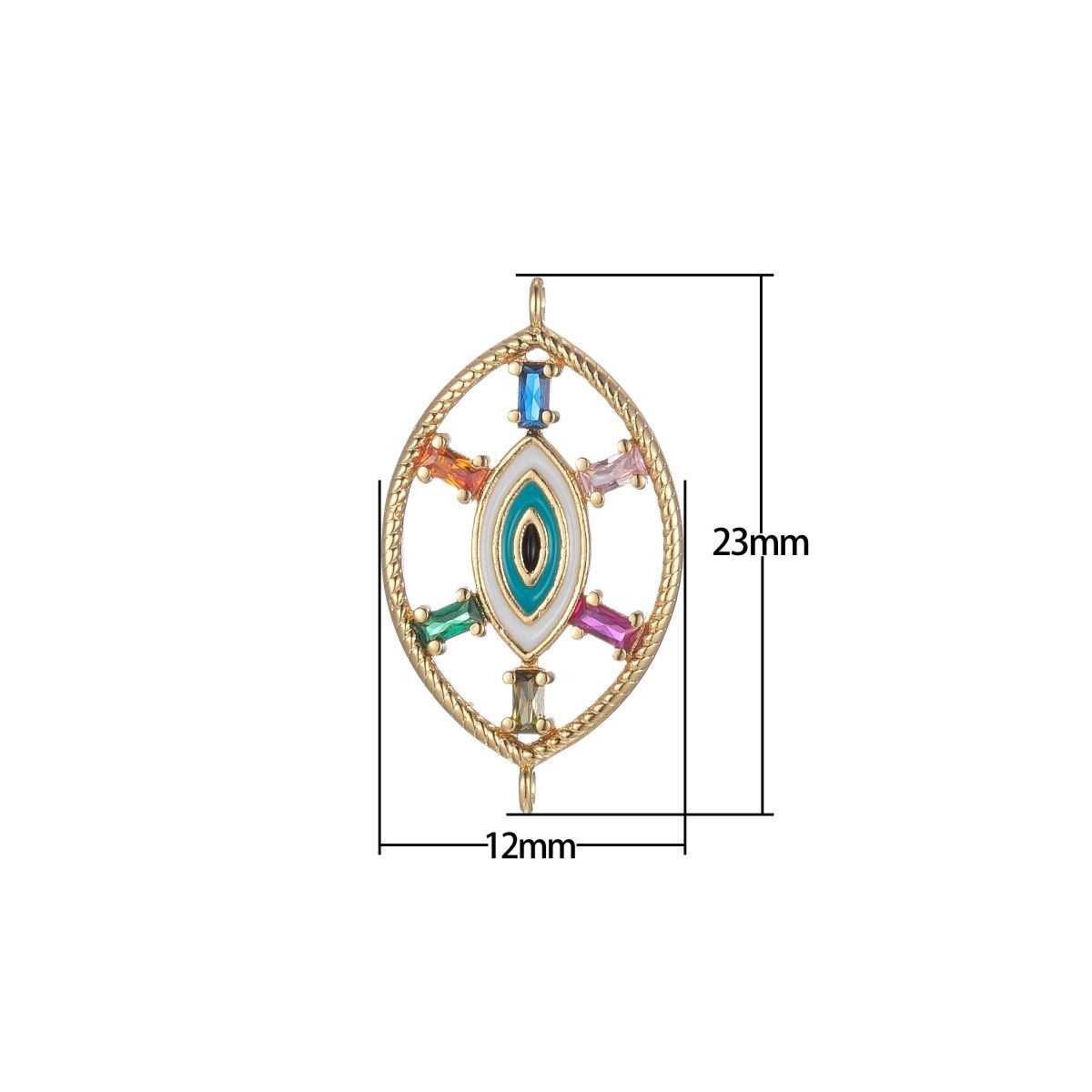 Gold Filled Eye Charm Connector Evil Eye of Ra Protection Amulet Good Luck Bracelet Earring Necklace Link Connector Supply F-872 - DLUXCA