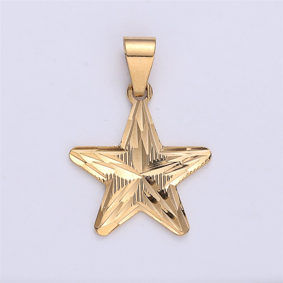 Gold Filled Five Point Star Pendant, Star Shaped Charm, Gold Star Pendant I-160 - DLUXCA