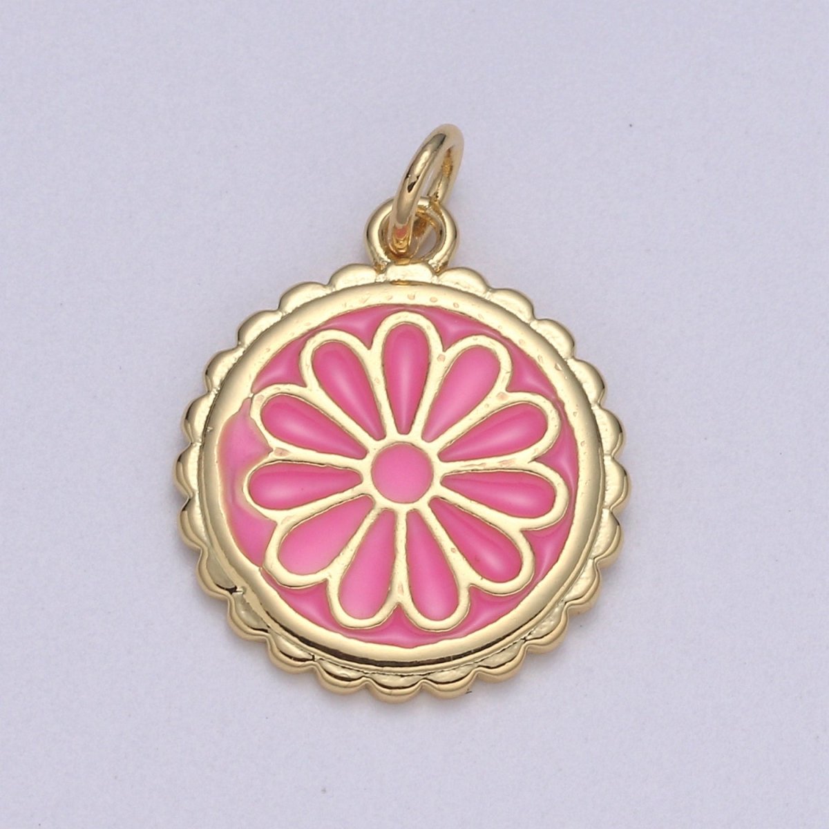 Gold Filled Flower Coin Charm E-256-E-262 - DLUXCA