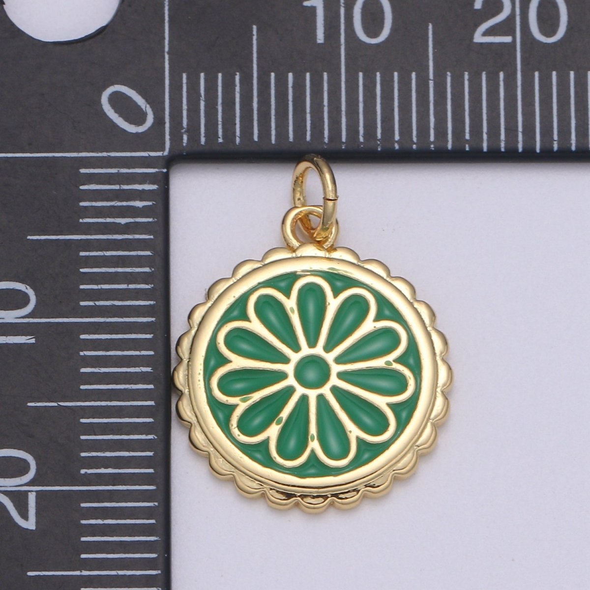 Gold Filled Flower Coin Charm E-256-E-262 - DLUXCA