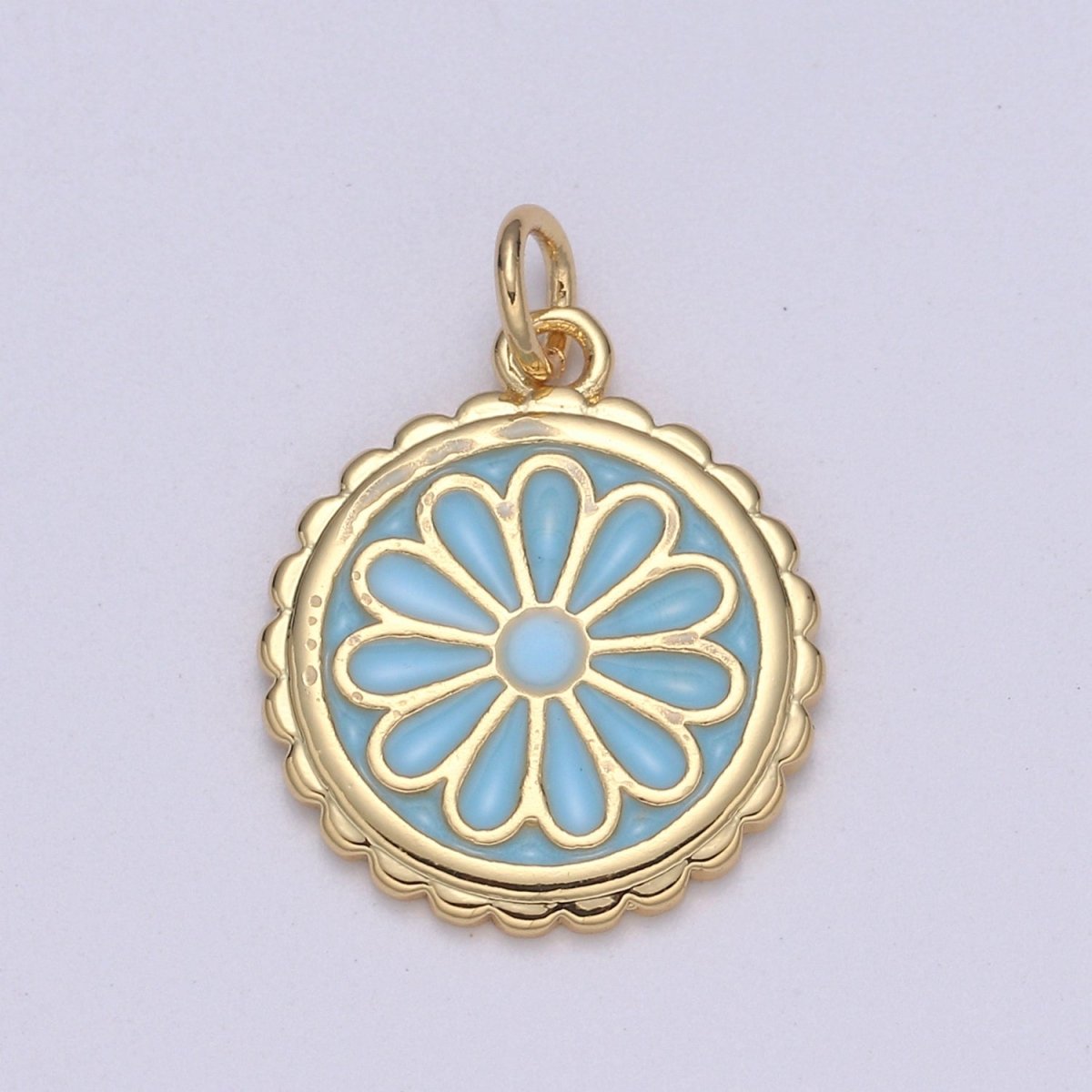 Gold Filled Flower Coin Charm E-256-E-262 - DLUXCA
