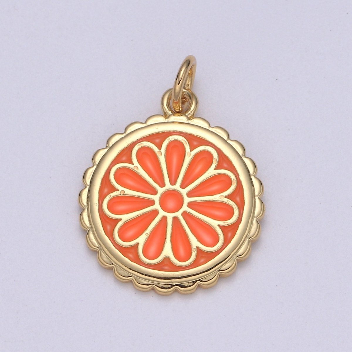 Gold Filled Flower Coin Charm E-256-E-262 - DLUXCA