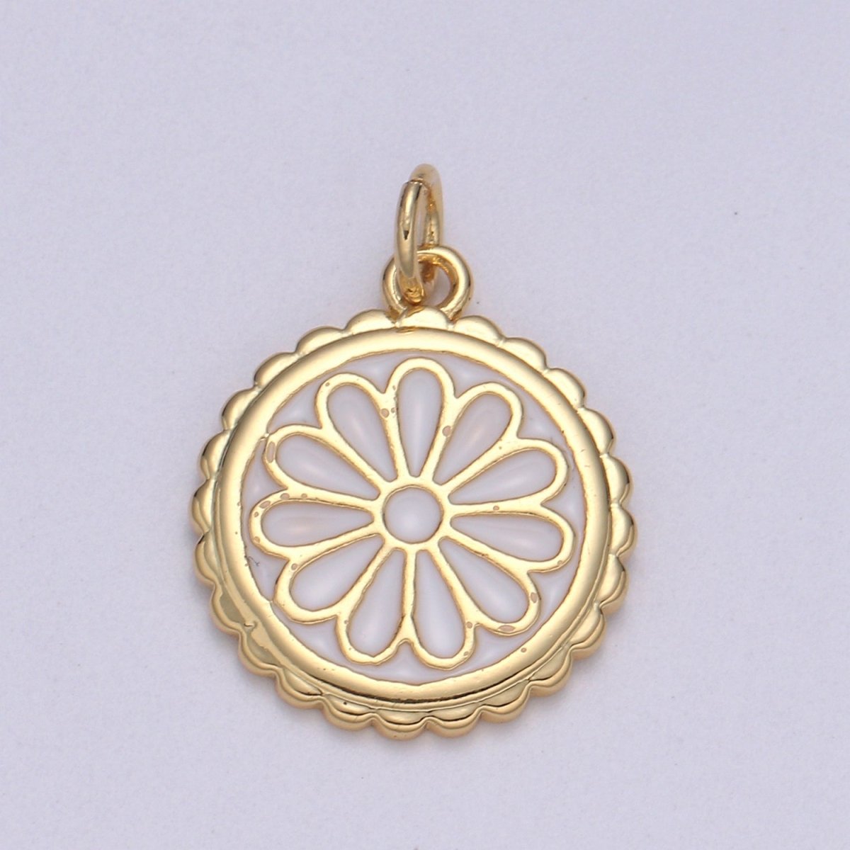 Gold Filled Flower Coin Charm E-256-E-262 - DLUXCA