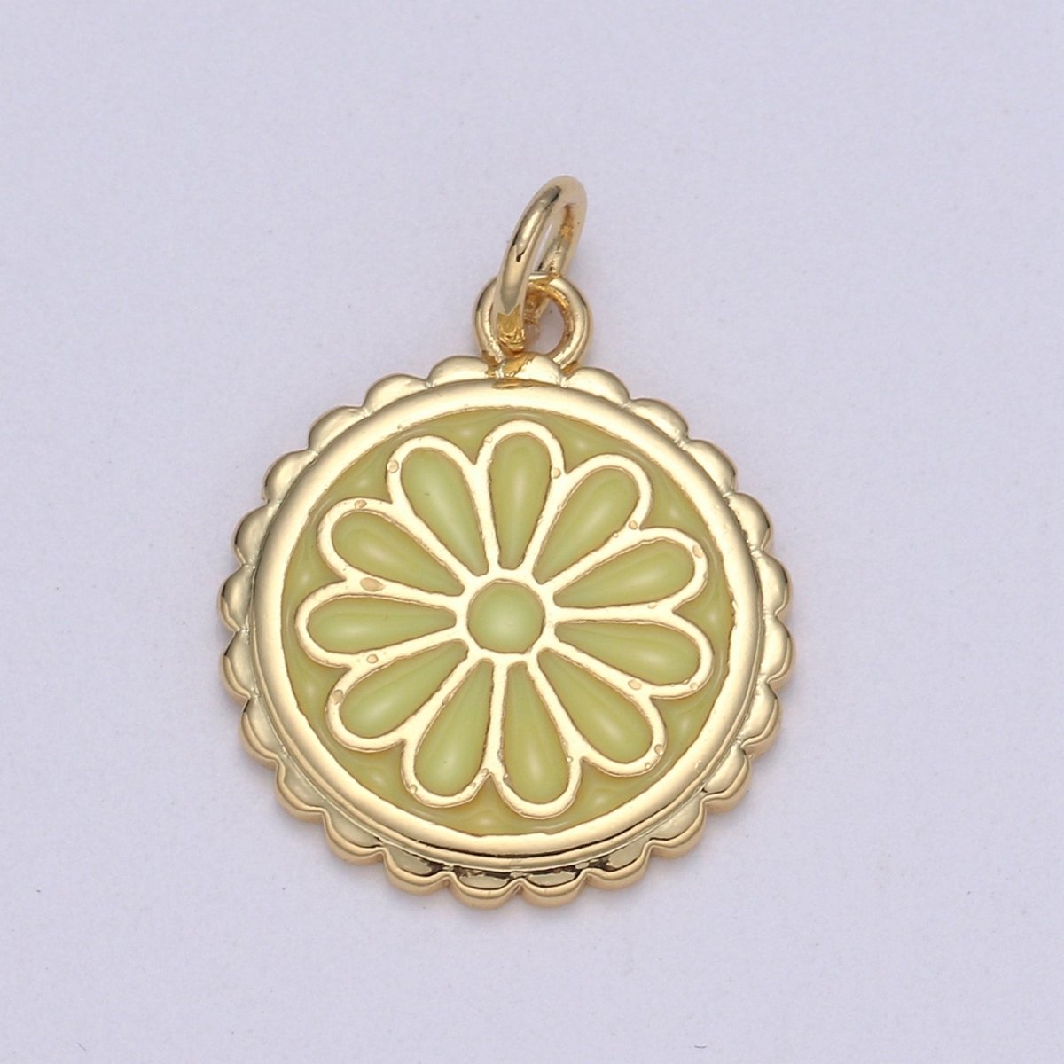 Gold Filled Flower Coin Charm E-256-E-262 - DLUXCA