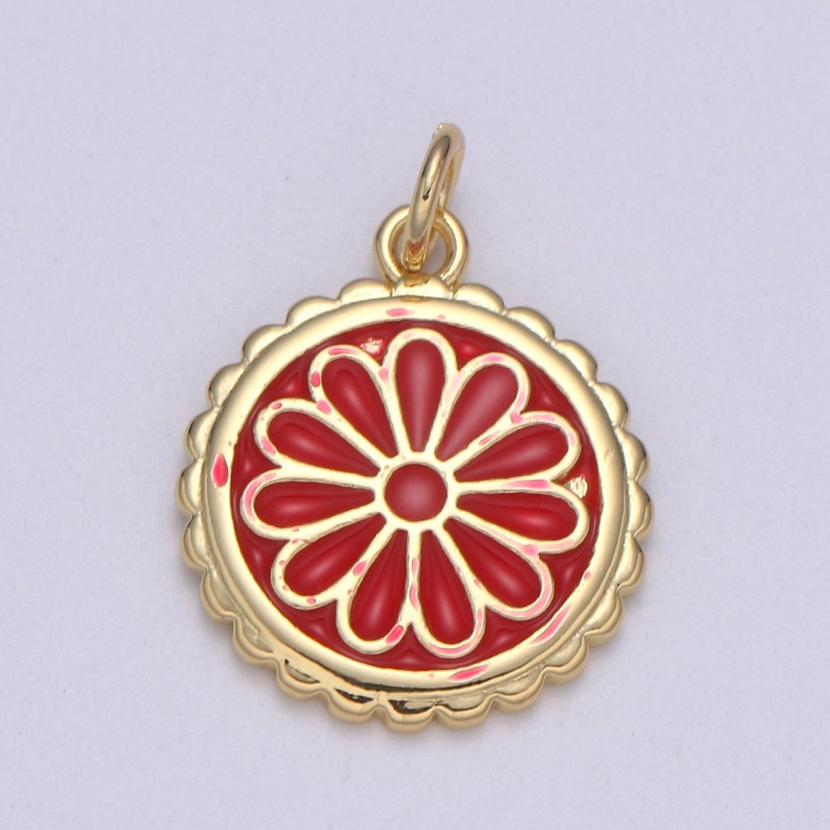 Gold Filled Flower Coin Charm E-256-E-262 - DLUXCA