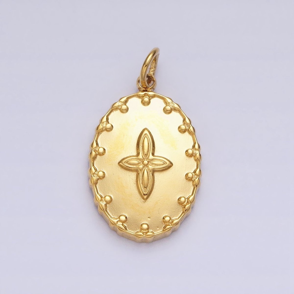 Gold Filled Four-Leaf Petal Flower Artisan Oval Add-On Charm in Gold & Silver | AC595 AC596 - DLUXCA