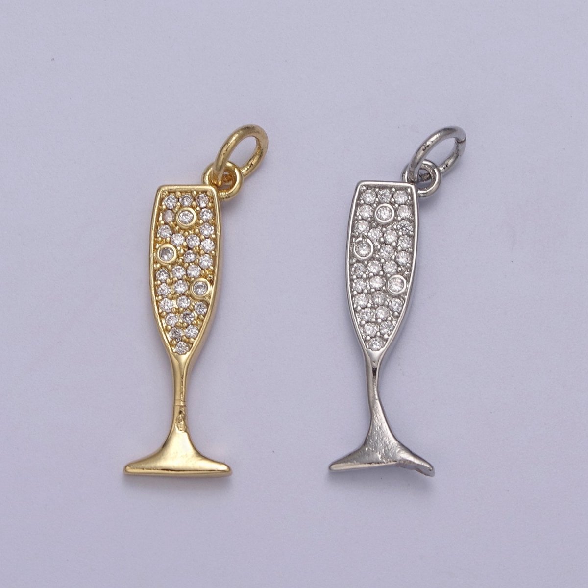 Gold Filled Glass Champagne Bubbly Sparkling Wine For New Year Party Inspired in Gold & Silver N-381 N-382 - DLUXCA