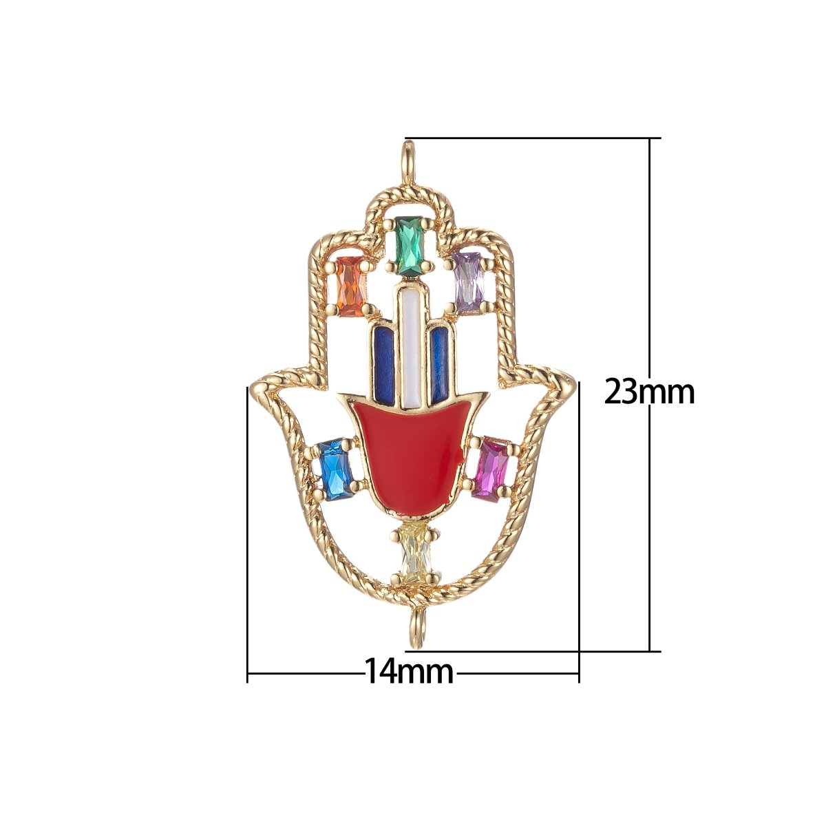 Gold Filled Hamas Hand Charm Connector Hand of Fatima Protection Amulet Good Luck Hand Of God Bracelet Earring Necklace Link Connector F-870 - DLUXCA