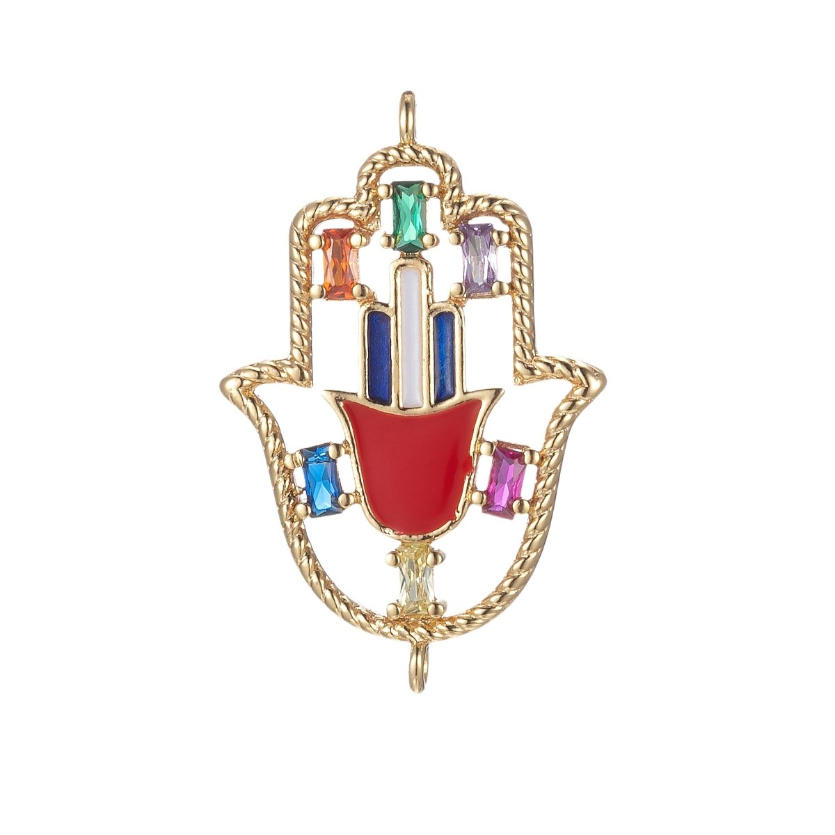 Gold Filled Hamas Hand Charm Connector Hand of Fatima Protection Amulet Good Luck Hand Of God Bracelet Earring Necklace Link Connector F-870 - DLUXCA