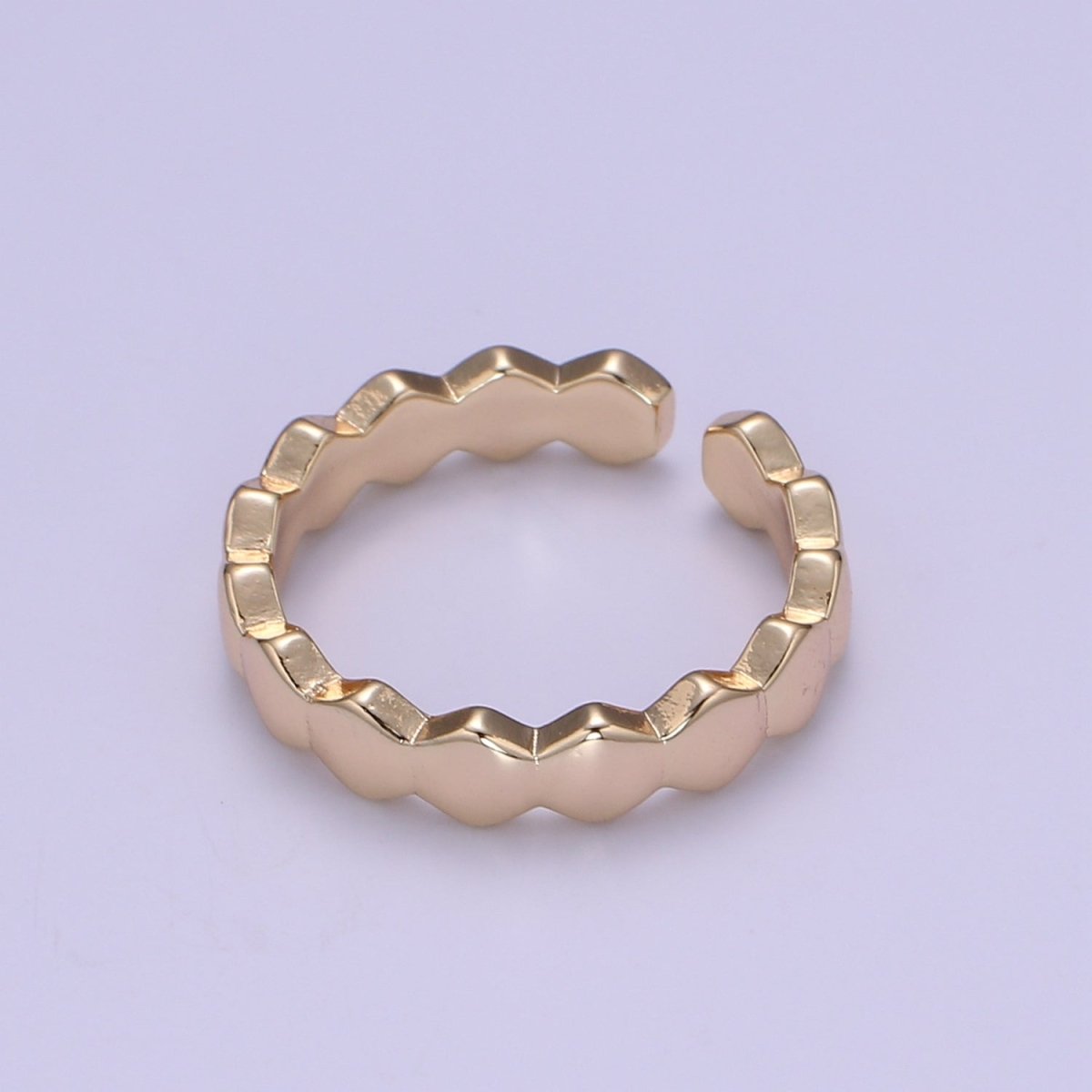 Gold Filled Hexagon Band Adjustable Ring O-322 - DLUXCA