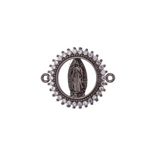 Gold Filled Holy Mother Mary Blessed Virgin Mother of Jesus Religious Cubic Zirconia Bracelet Charm Finding CONNECTOR For Jewelry Making | F-248 - DLUXCA