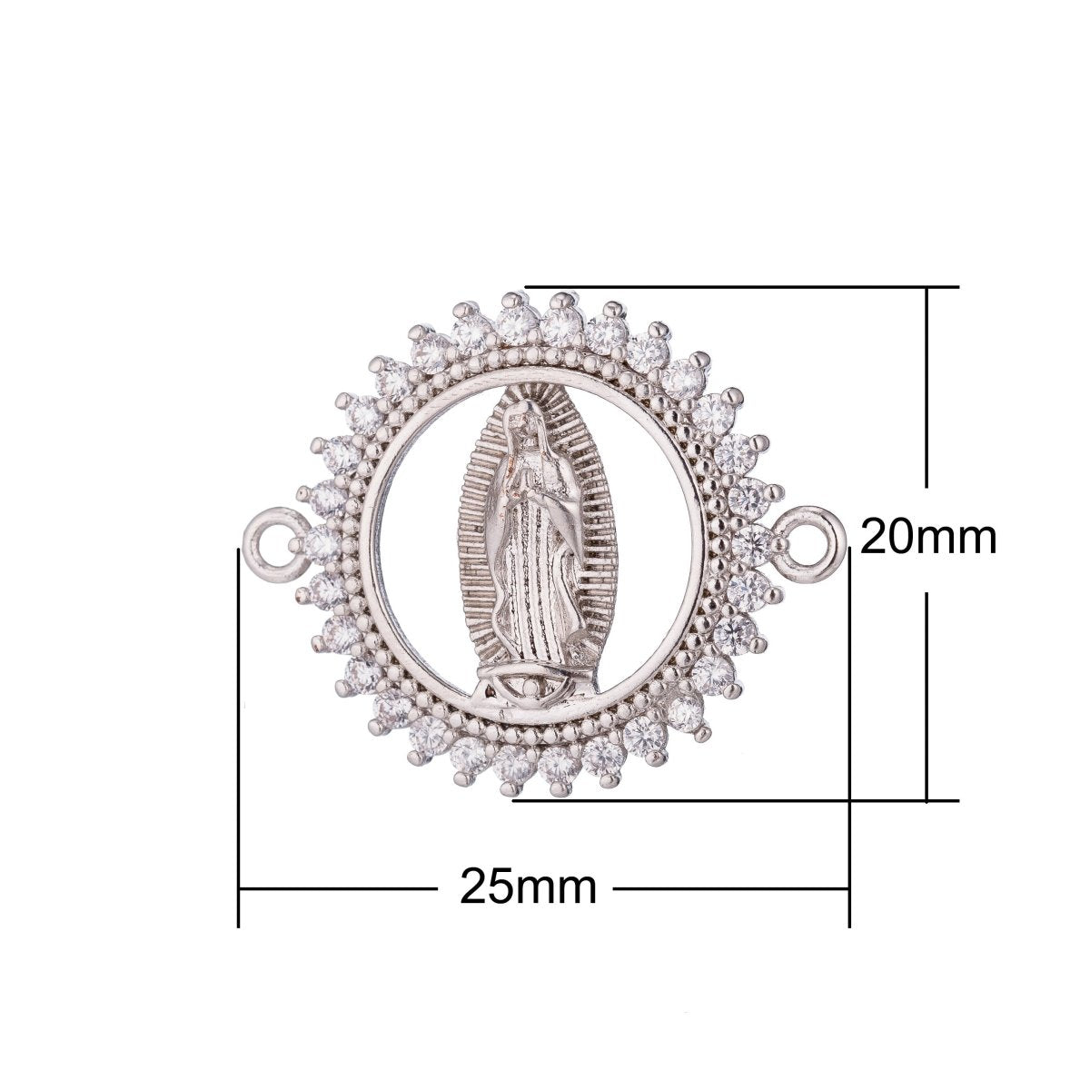 Gold Filled Holy Mother Mary Blessed Virgin Mother of Jesus Religious Cubic Zirconia Bracelet Charm Finding CONNECTOR For Jewelry Making | F-248 - DLUXCA