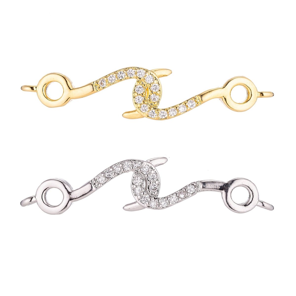 Gold Filled Hook Tangled Cubic Zirconia Bracelet Charm Bead Connector For Jewelry Making Finding F-067 - DLUXCA