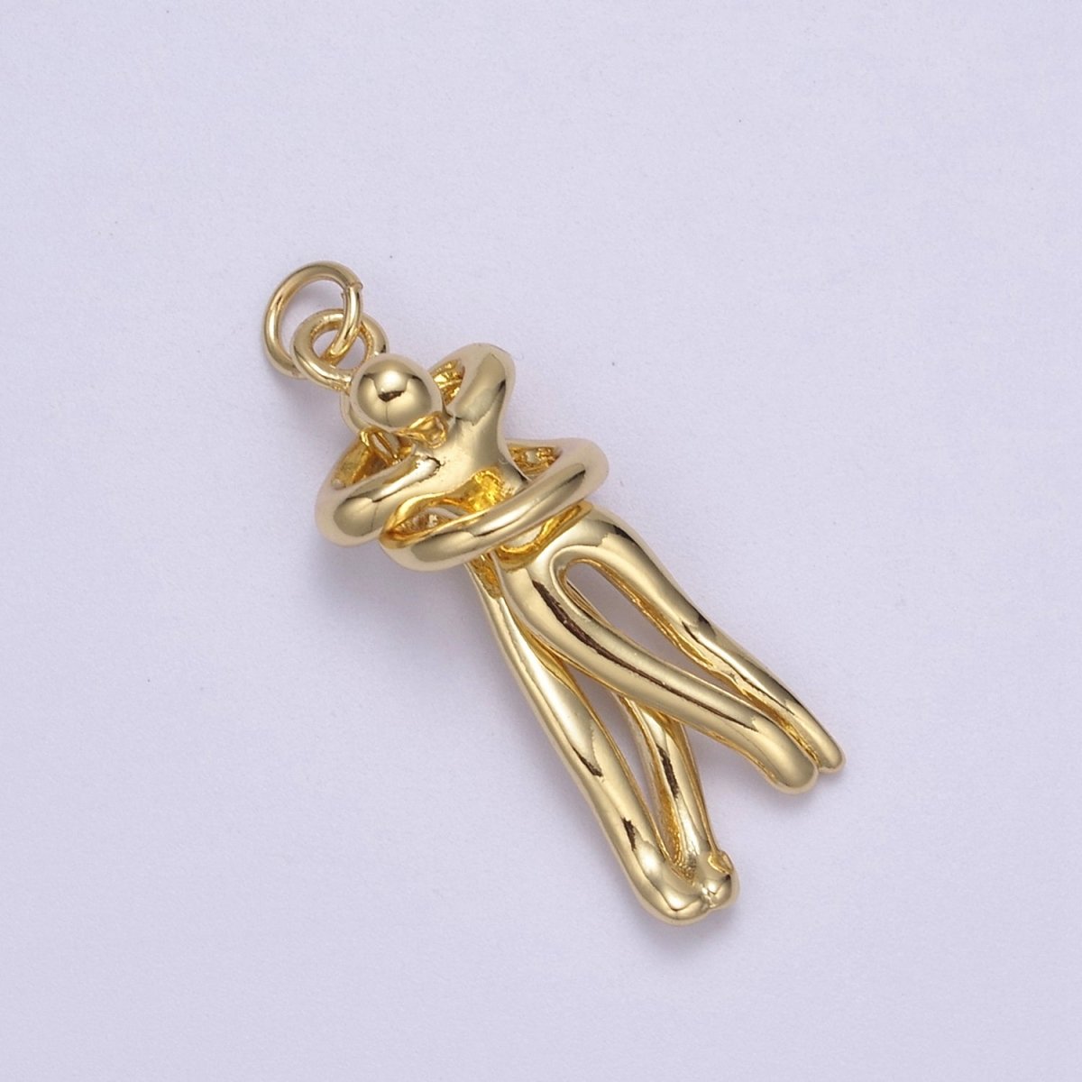 Gold Filled Hugging Couple Charm Soulmate Necklace Pendant for Valentine Eternal Love Gift, Wedding Anniversary Gift H-832 N-448 - DLUXCA