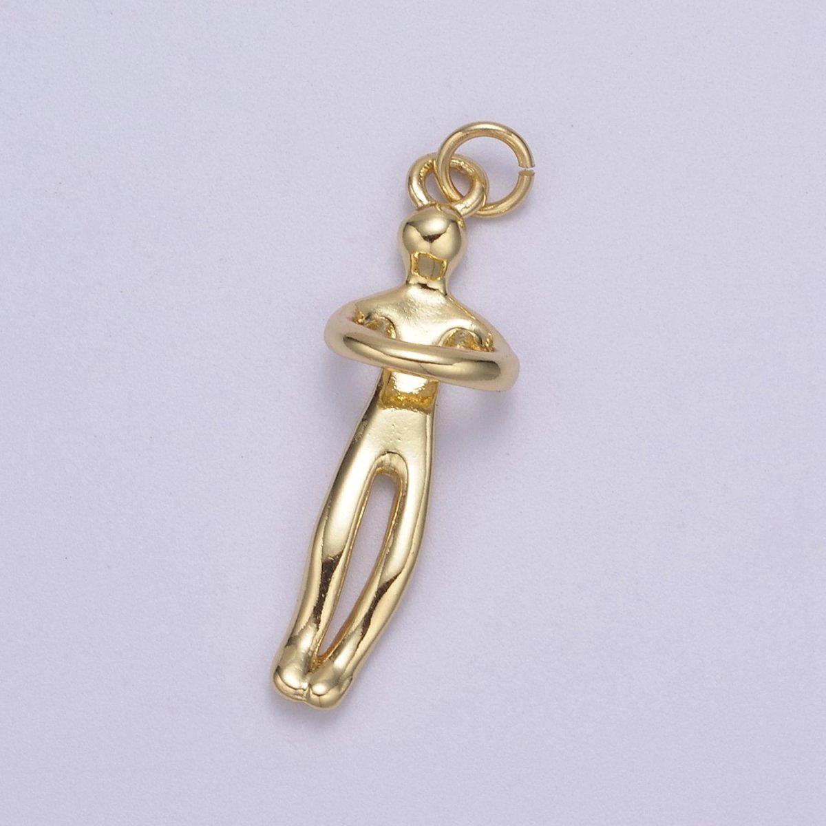 Gold Filled Hugging Couple Charm Soulmate Necklace Pendant for Valentine Eternal Love Gift, Wedding Anniversary Gift H-832 N-448 - DLUXCA