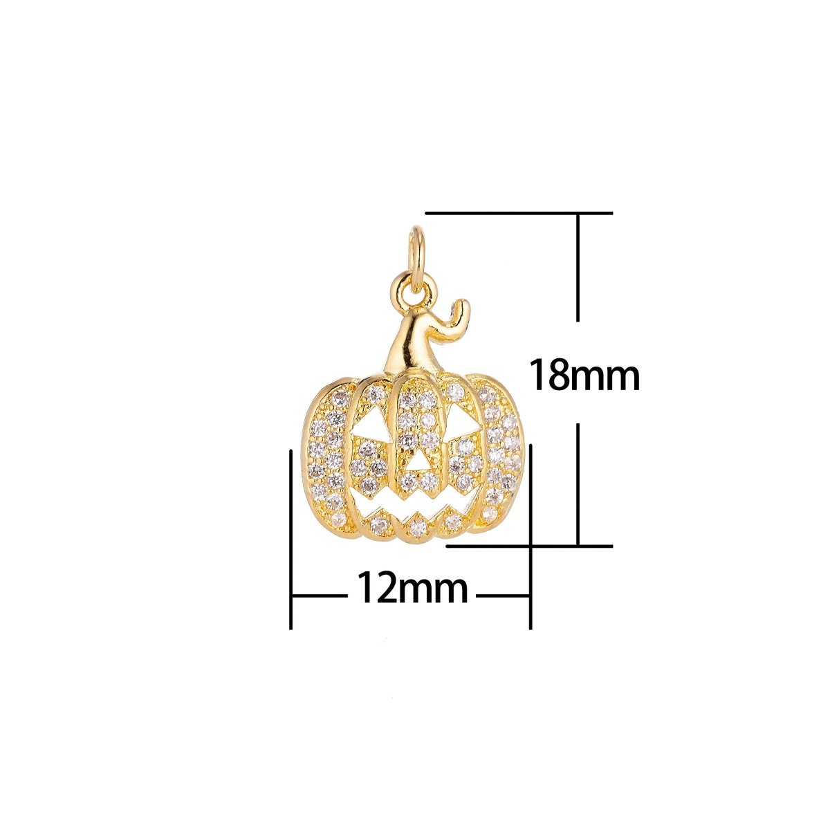 Gold Filled Jack O Lantern Pumpkin Face Cubic Zirconia Micro Pave Charm Bracelet Necklace Earring Pendant halloween for Jewelry Making C-131 - DLUXCA