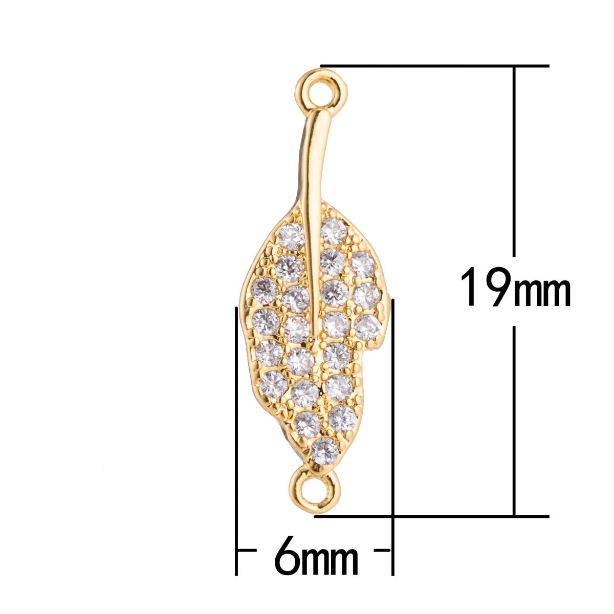 Gold Filled Leaf, Autumn Foliage, Nature Lover, Cubic Zirconia Bracelet Connector Charm, Necklace Pendant, Findings for Jewelry Making F-170 - DLUXCA