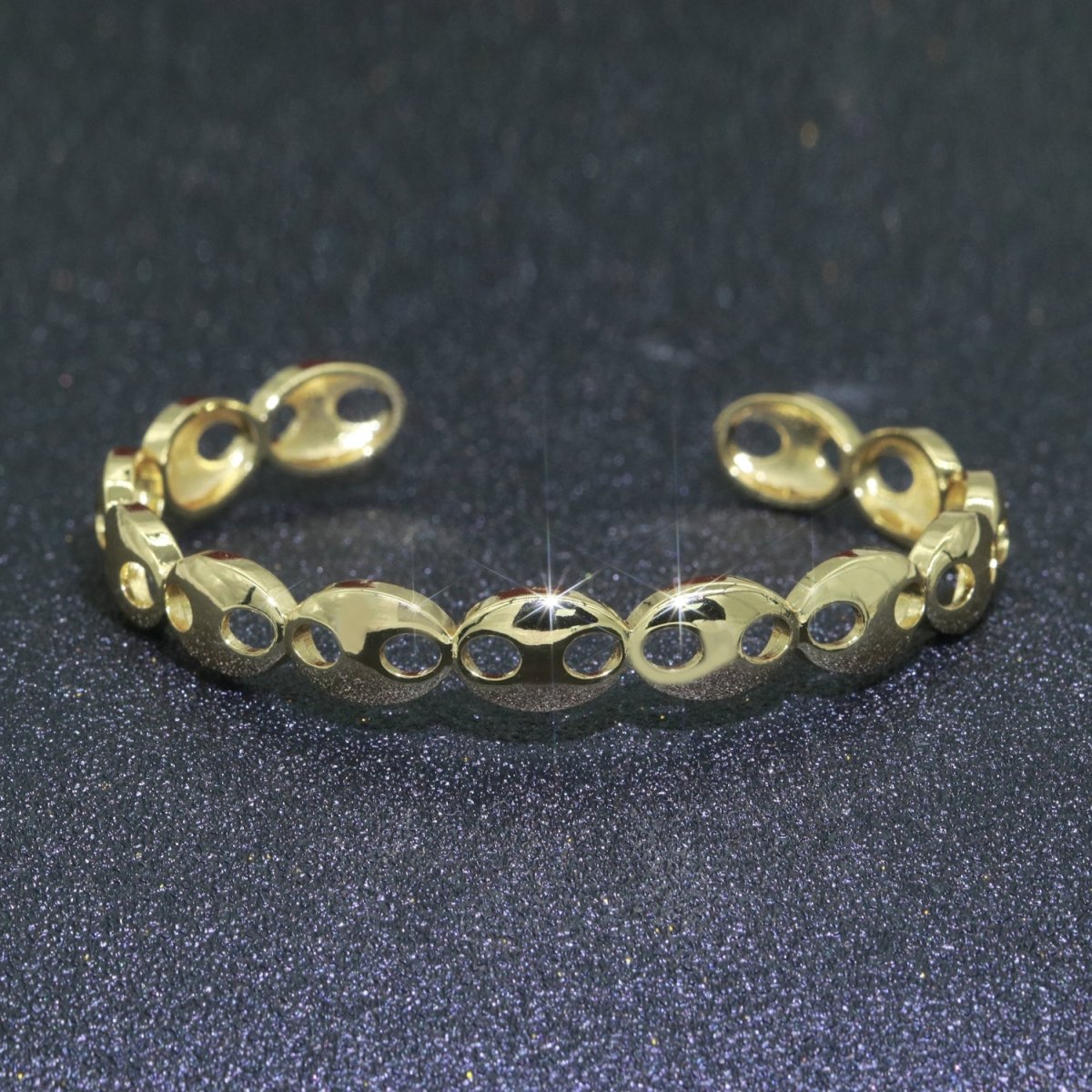 Gold Filled Link Bangle Bracelet, 14K Gold Filled Anchor Link Bracelet Adjustable Cuff Bracelet | WA-055 Clearance Pricing - DLUXCA