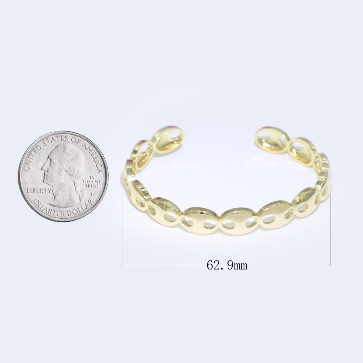 Gold Filled Link Bangle Bracelet, 14K Gold Filled Anchor Link Bracelet Adjustable Cuff Bracelet | WA-055 Clearance Pricing - DLUXCA