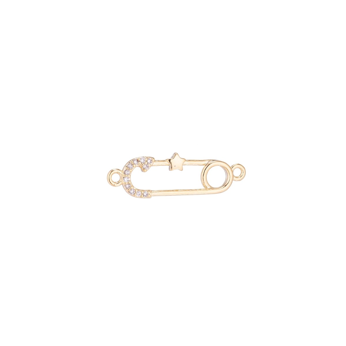 Gold Filled Little Star Metal Safety Pin link Connector for Earring Bracelet Necklace F-051 - DLUXCA