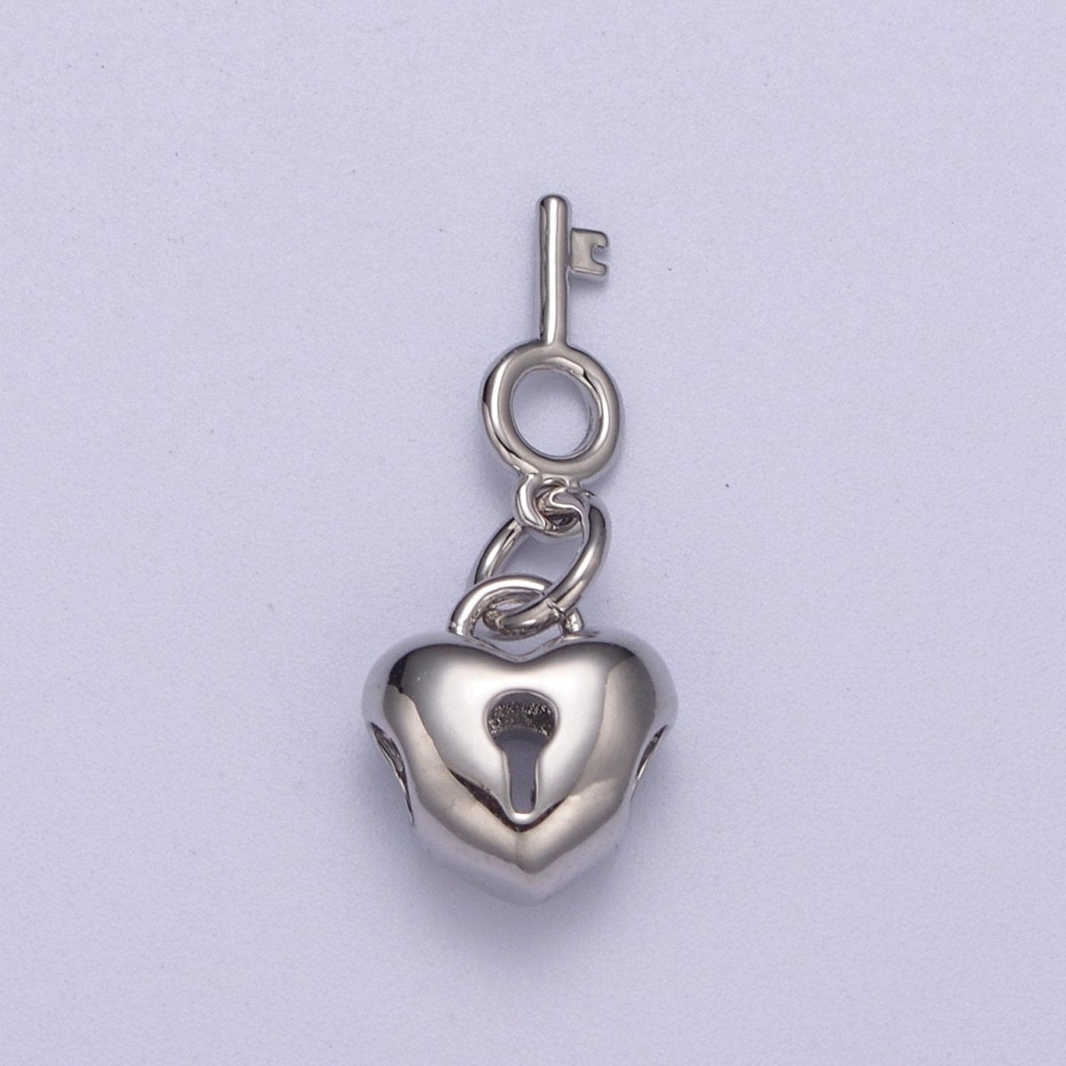 Gold Filled Love Lock, Heart Shaped Bead Padlock with Key Silver Heart Padlock Bead Spacer for Bracelet N-264 N-265 - DLUXCA