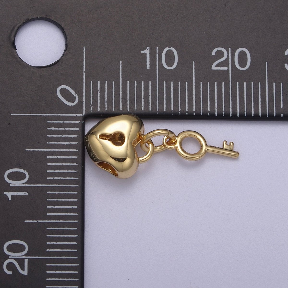 Gold Filled Love Lock, Heart Shaped Bead Padlock with Key Silver Heart Padlock Bead Spacer for Bracelet N-264 N-265 - DLUXCA