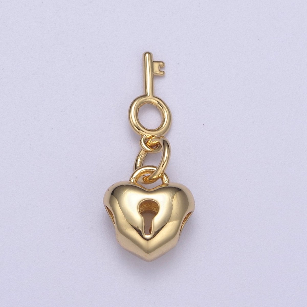 Gold Filled Love Lock, Heart Shaped Bead Padlock with Key Silver Heart Padlock Bead Spacer for Bracelet N-264 N-265 - DLUXCA
