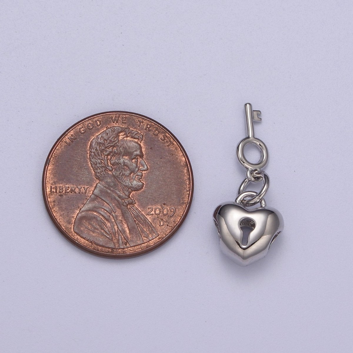 Gold Filled Love Lock, Heart Shaped Bead Padlock with Key Silver Heart Padlock Bead Spacer for Bracelet N-264 N-265 - DLUXCA