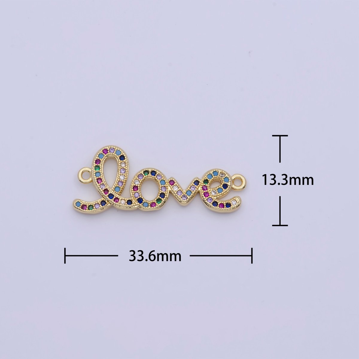 Gold Filled "Love" Script Multicolor Micro Paved Cubic Zirconia Link Connector For Valentine Jewelry G-555 - DLUXCA