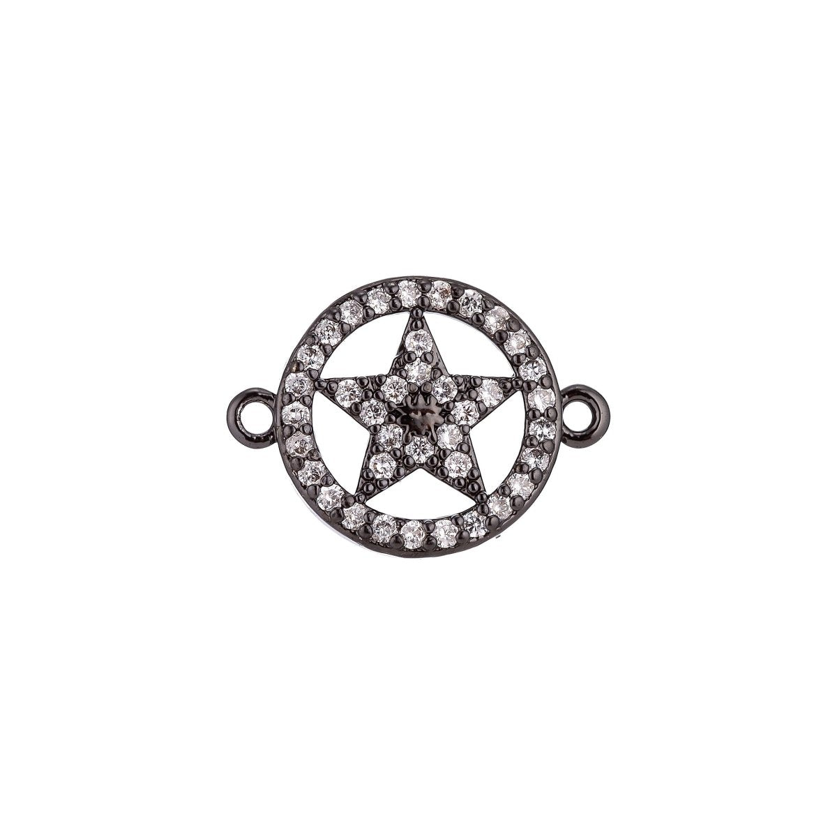 Gold Filled Lovely Elegant Star in Circle Floating Cubic Zirconia Bracelet Charm Necklace Pendant for Jewelry Findings Making, F-035 - DLUXCA