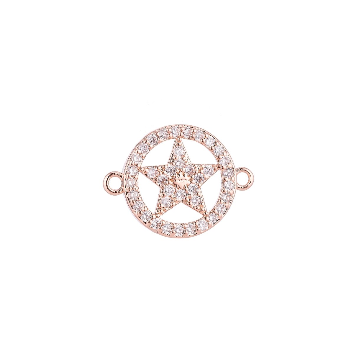 Gold Filled Lovely Elegant Star in Circle Floating Cubic Zirconia Bracelet Charm Necklace Pendant for Jewelry Findings Making, F-035 - DLUXCA