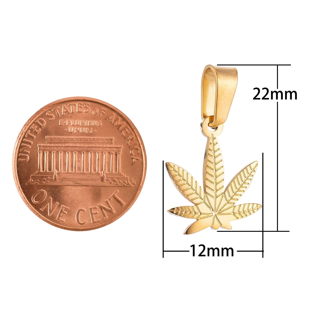 Gold Filled Marijuana Leaf Six Leaves Plant Necklace Pendant Bracelet Beads Earring Charm Bails for Jewelry Making, J-371 - DLUXCA