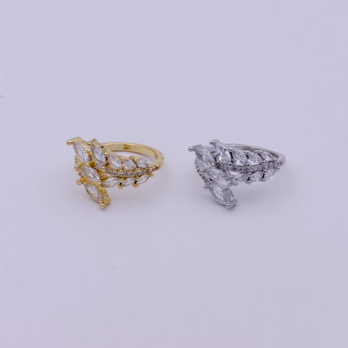 Gold Filled Marquise CZ Ring, Silver CZ Ring, High Quality CZ Ring, marquise classic ring Open Adjustable U-069 U-070 - DLUXCA