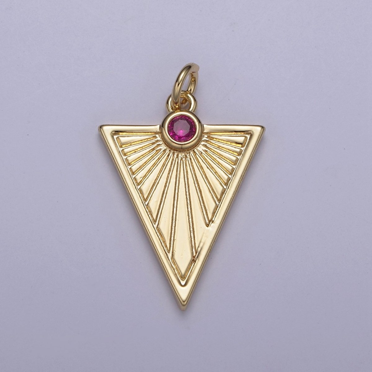 Gold Filled Medallion Pendant Gold Radial Triangle Charm Sun Ray Necklace Pendant Geometric CZ Necklaces Charm N-444 - N-447 - DLUXCA
