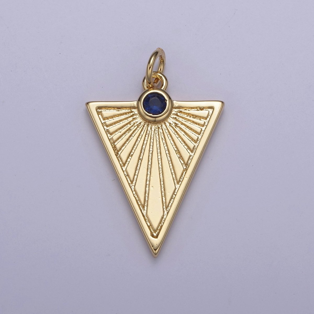 Gold Filled Medallion Pendant Gold Radial Triangle Charm Sun Ray Necklace Pendant Geometric CZ Necklaces Charm N-444 - N-447 - DLUXCA