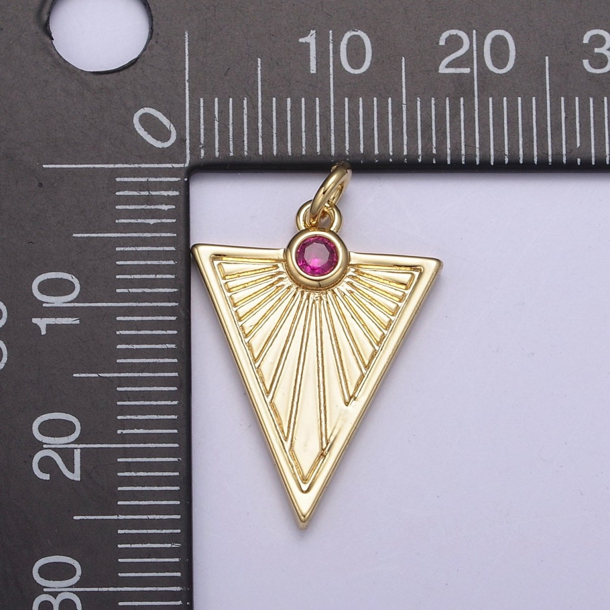 Gold Filled Medallion Pendant Gold Radial Triangle Charm Sun Ray Necklace Pendant Geometric CZ Necklaces Charm N-444 - N-447 - DLUXCA