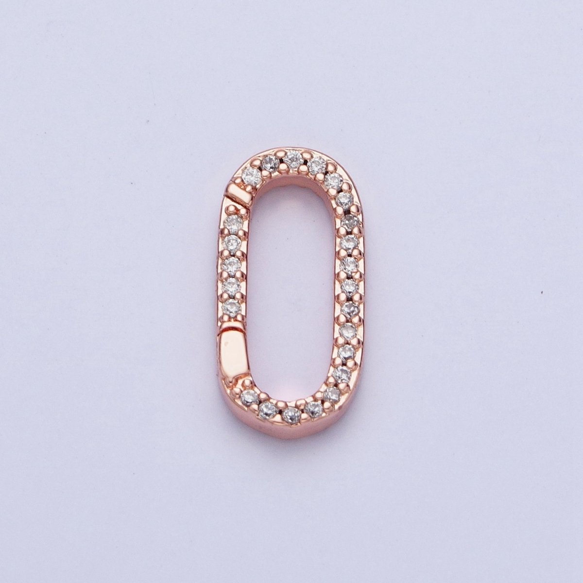 Gold Filled Micro Pace CZ Long Oval Spring Gate Clasps For DIY Jewelry Making in Gold, Silver, Rose Gold, Black L-858 L-859 L-860 L-861 - DLUXCA