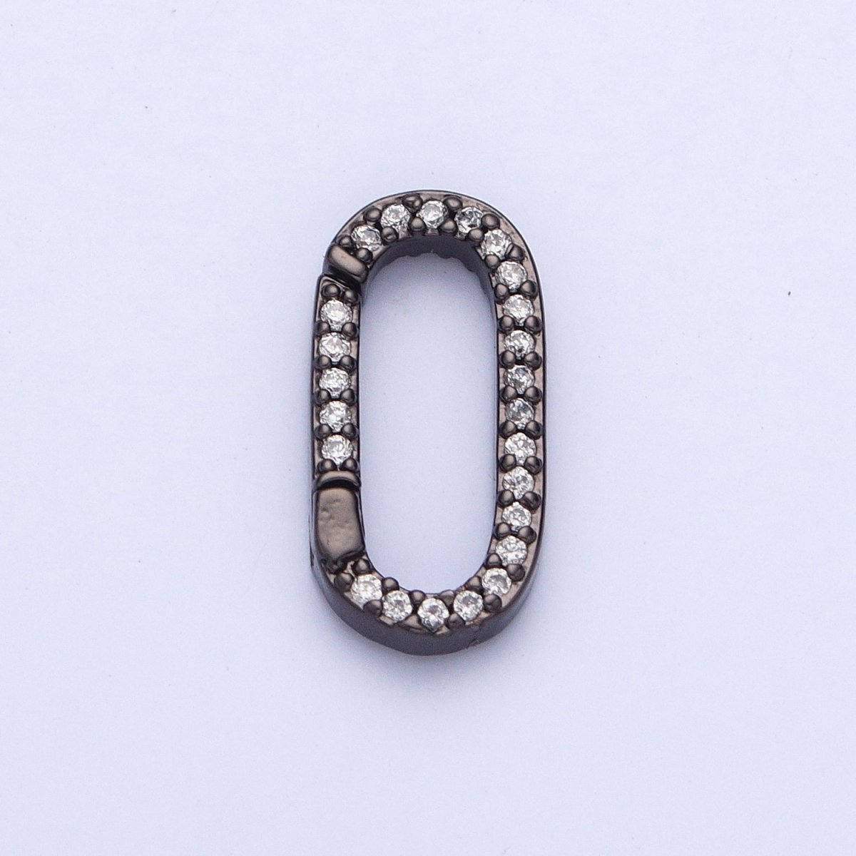 Gold Filled Micro Pace CZ Long Oval Spring Gate Clasps For DIY Jewelry Making in Gold, Silver, Rose Gold, Black L-858 L-859 L-860 L-861 - DLUXCA