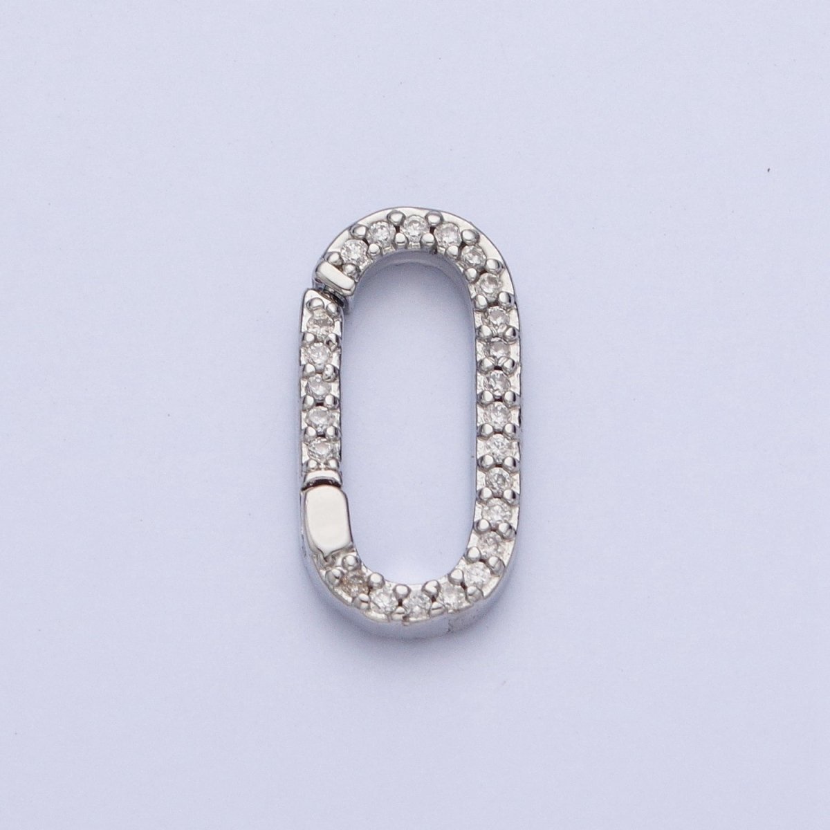 Gold Filled Micro Pace CZ Long Oval Spring Gate Clasps For DIY Jewelry Making in Gold, Silver, Rose Gold, Black L-858 L-859 L-860 L-861 - DLUXCA