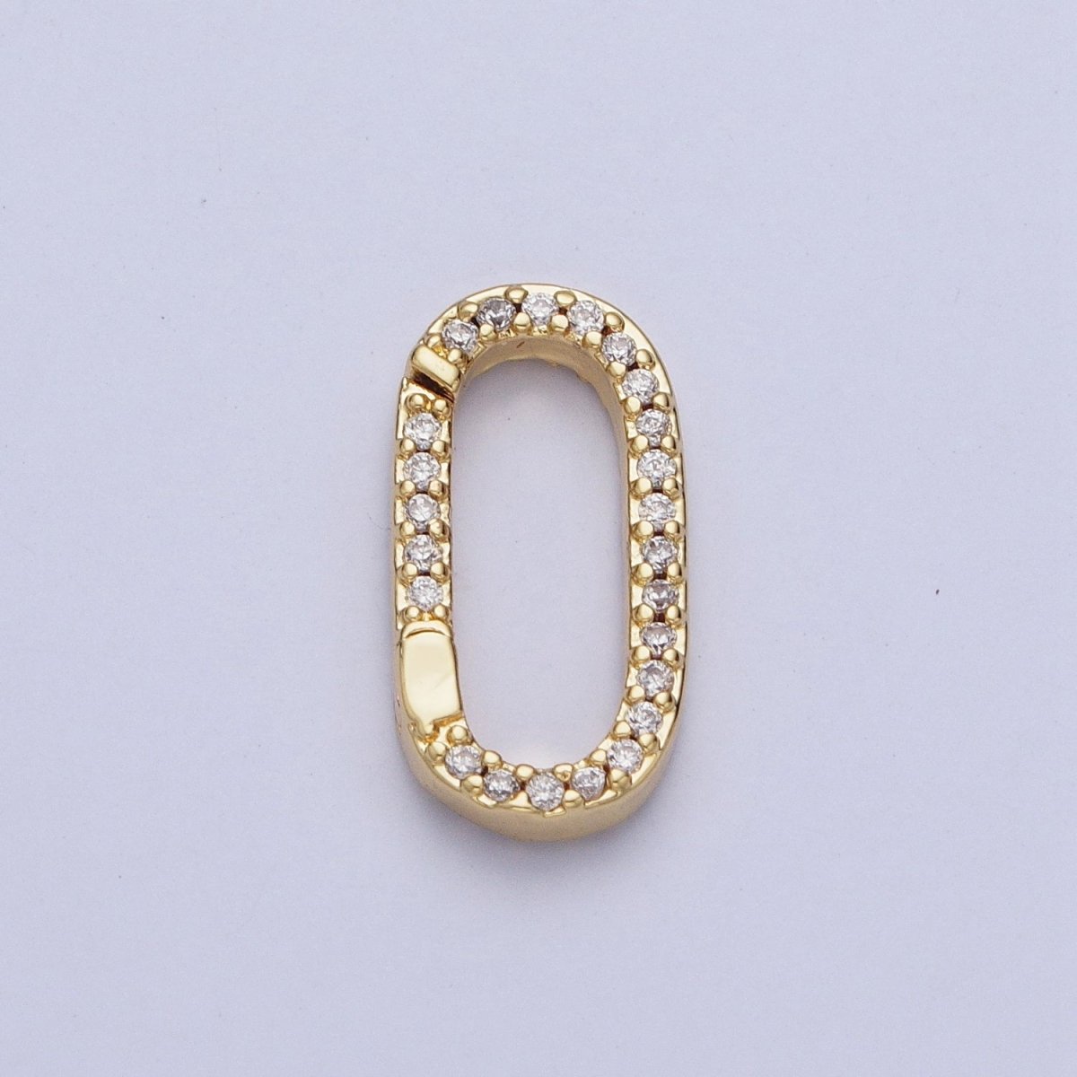 Gold Filled Micro Pace CZ Long Oval Spring Gate Clasps For DIY Jewelry Making in Gold, Silver, Rose Gold, Black L-858 L-859 L-860 L-861 - DLUXCA