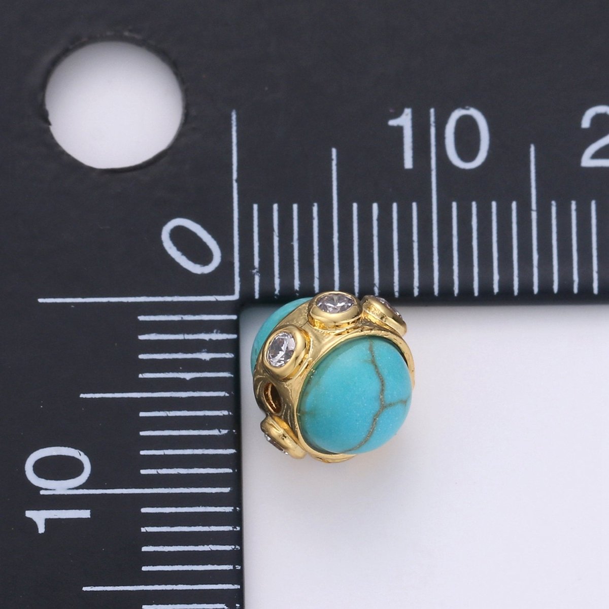 Gold Filled Micro Pave Beads Spacer Beads, for DIY Jewelry Making European Charms Beaded Bracelet, Bead Size 7x7mm Hole 4mm B-324 - DLUXCA