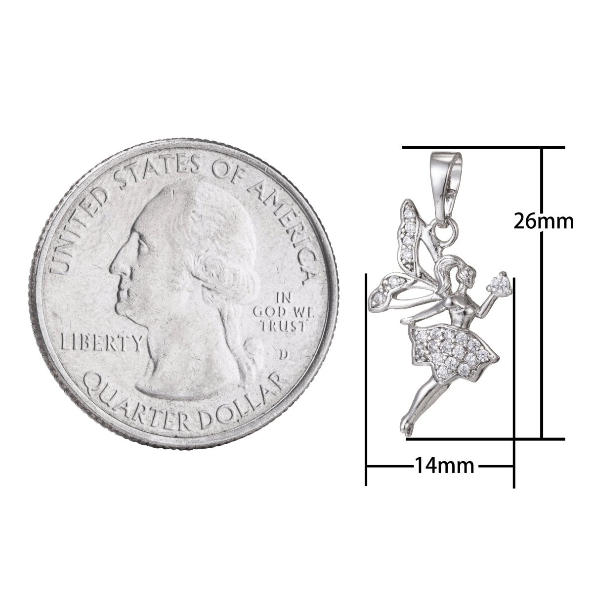 Gold Filled Micro Pave CZ Fairy Pendant Charm, Micro Pave CZ Fairy Pendant Charm, Gold Filled Pendant, For DIY Jewelry Making I-398 I-462 - DLUXCA