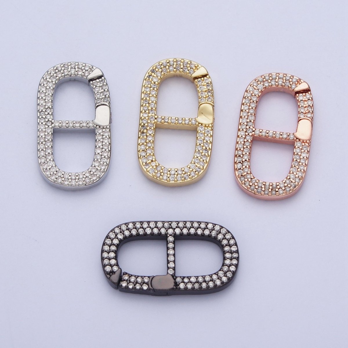 Gold Filled Micro Pave CZ Soda Pull Tab Spring Gate Clasps For DIY Jewelry Making in Gold, Silver, Rose Gold, Black L-850 L-851 L-852 L-853 - DLUXCA