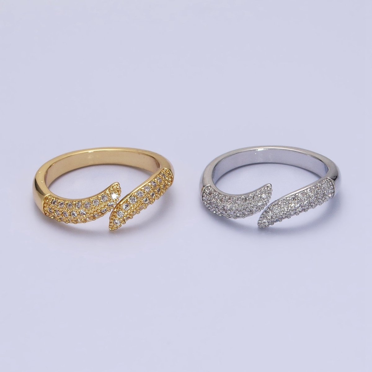 Gold Filled Micro Pave Wrap Ring | Unique Wedding Band | Statement Stacking Band Wrap Spiral Ring Adjustable O1515 O1516 - DLUXCA