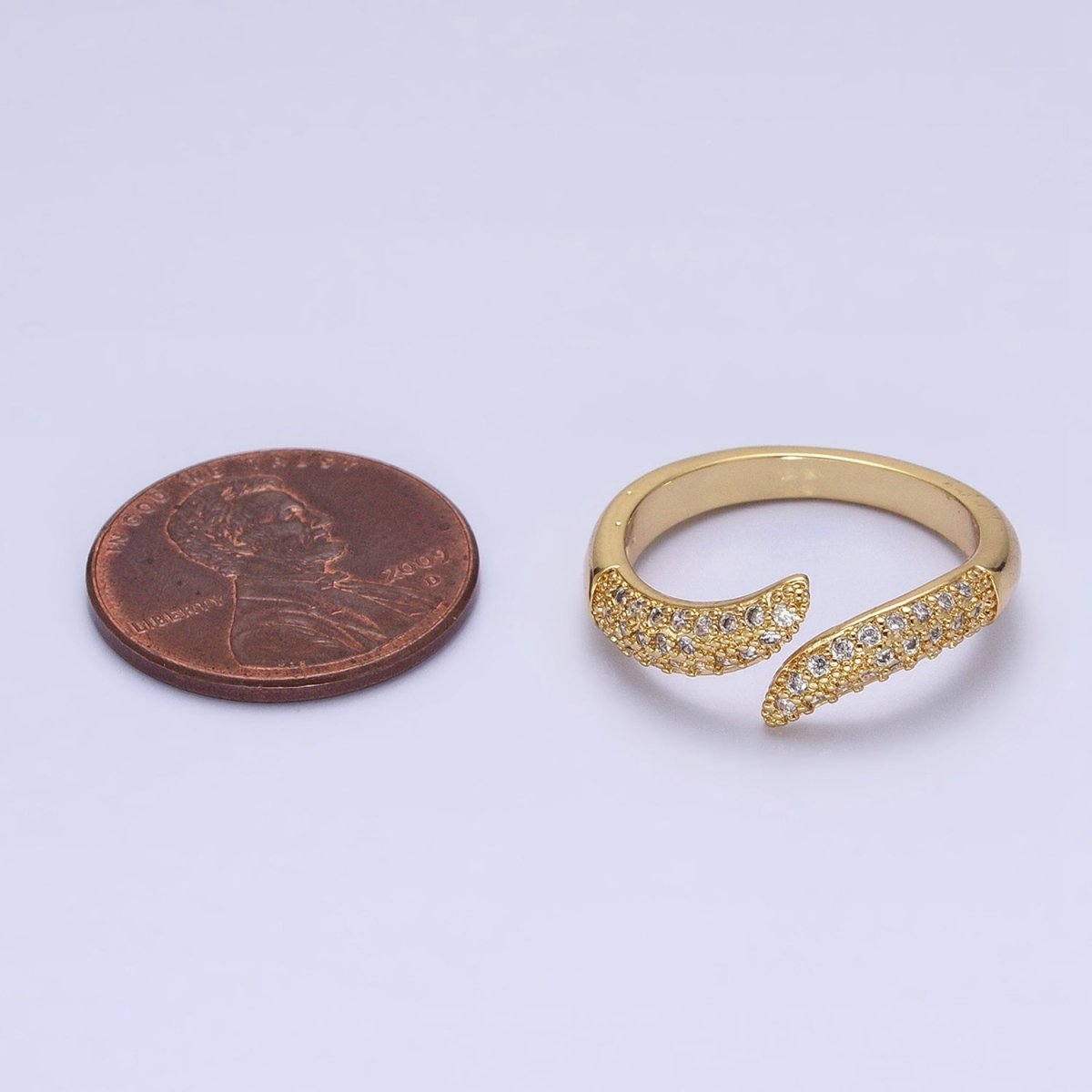 Gold Filled Micro Pave Wrap Ring | Unique Wedding Band | Statement Stacking Band Wrap Spiral Ring Adjustable O1515 O1516 - DLUXCA