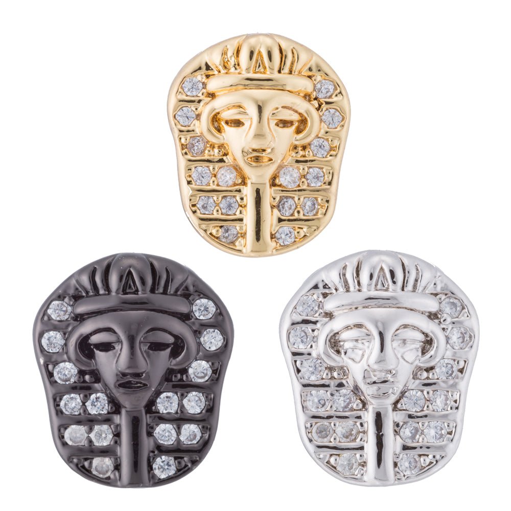 Gold Filled Micro Paved Ancient Egyptian Pharaoh Egyptian Headdress Bead | B-057 - DLUXCA